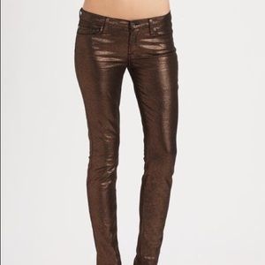 7 for Mankind bronze metallic jeans